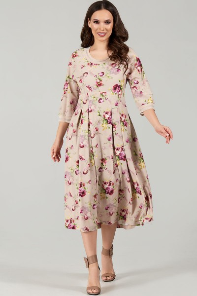 Платье Teffi style 1498 бежевые тона