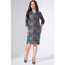 Платье Erika Style 738 бирюза с коричневым Платье Erika Style 738 бирюза с коричневым
