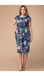 Платье Svetlana Style 1207 зеленый с цветами