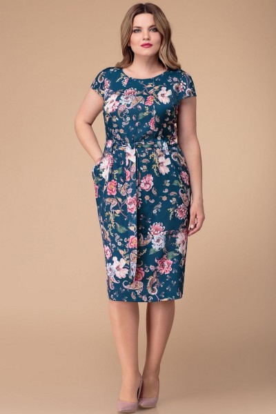 Платье Svetlana Style 1207 зеленый с цветами