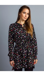Платье Mirolia 865 черный с цветами