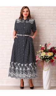 Платье Aira Style 736 темно-синий с белым
