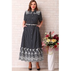 Платье Aira Style 736 темно-синий с белым