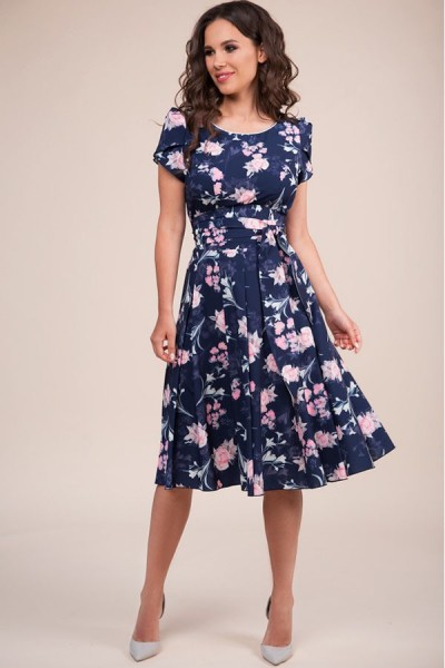 Платье Teffi style 1332 розовый с синим