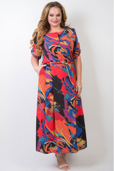 Платье TricoTex Style 1716 красные тона