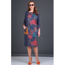 Платье Viola Style 0888 синий с розовым