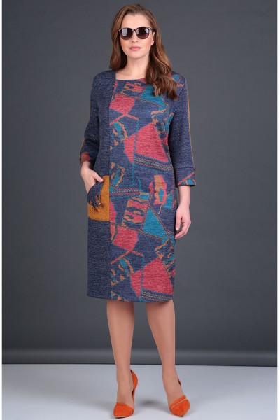 Платье Viola Style 0888 синий с розовым