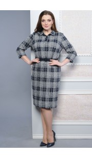 Платье Lady Style Classic 1402 серый+клетка