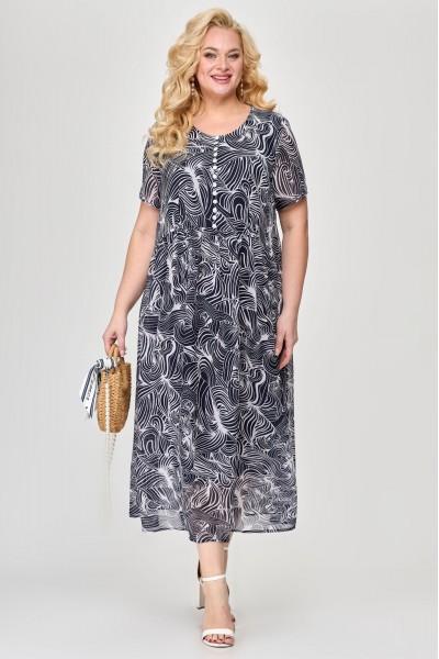 Платье Algranda 3883-О-С темно-синий + белый