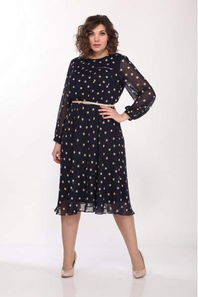 Платье Lady Style Classic 2205/5 Темно-синий с бежевым