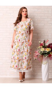 Платье Aira Style 743 молочный с цветным