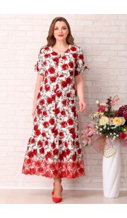 Платье Aira Style 739 красные тона с белым