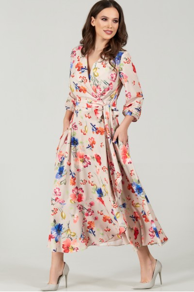 Платье Teffi style 1483 бежевые тона
