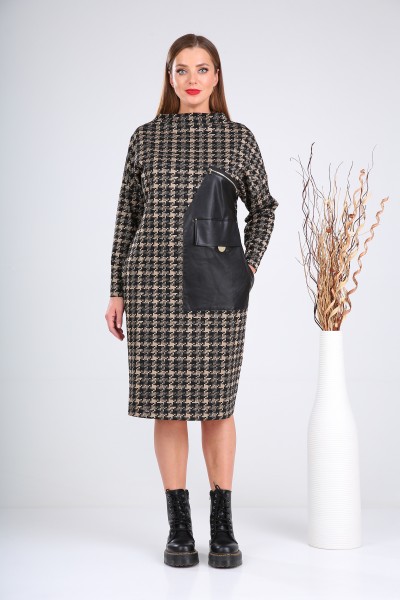 Платье Verita Moda 2128 чёрный+бежевый