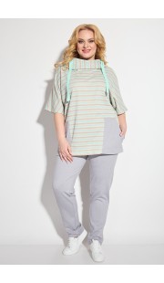 Спортивный костюм Michel Chic 1227 серый с бирюзовым