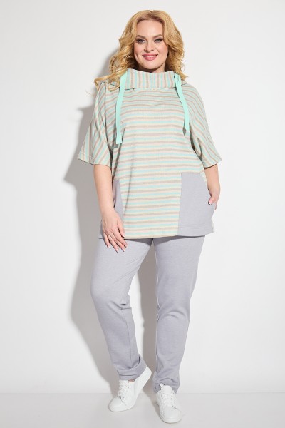 Спортивный костюм Michel Chic 1227 серый с бирюзовым