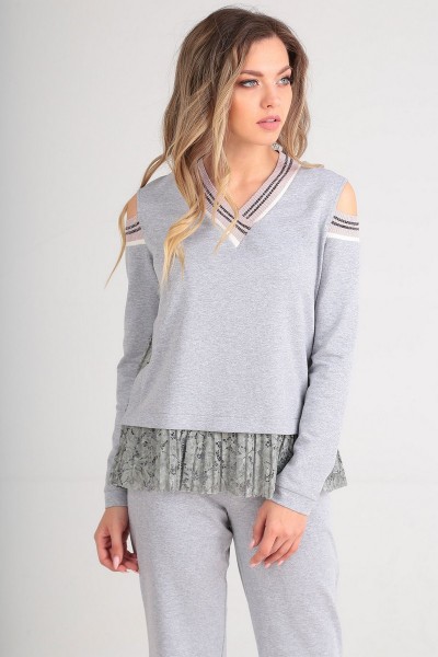 Спортивный костюм SandyNa 13575-3 серый с розовым