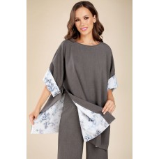Туника Teffi style 1285 графитовый+голубой Туника Teffi style 1285 графитовый+голубой