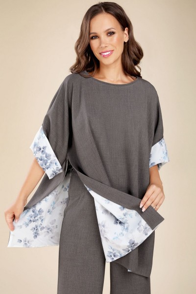 Туника Teffi style 1285 графитовый+голубой