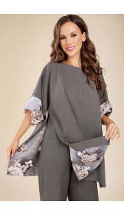 Туника Teffi style 1285 графит+цветы
