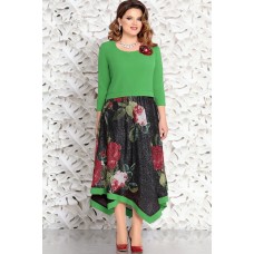 Платье Mira Fashion 4538-3 зелёный с чёрным