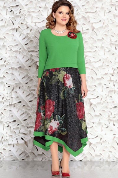 Платье Mira Fashion 4538-3 зелёный с чёрным
