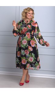 Платье Anelli 642 черный с розовым