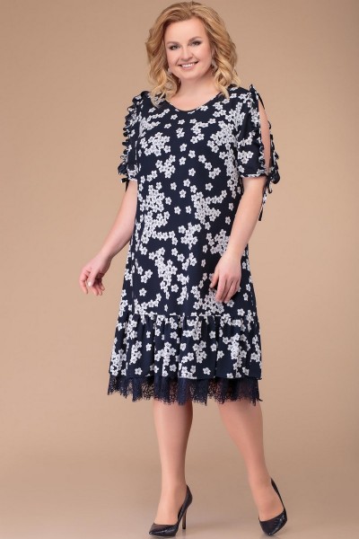 Платье Svetlana Style 1199 темно-синий с цветами