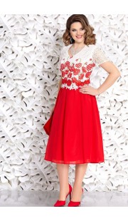 Платье Mira Fashion 4621 белый+красный