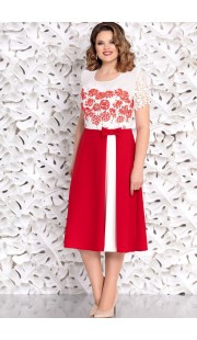 Платье Mira Fashion 4645 белый+красный