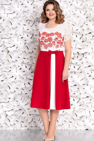 Платье Mira Fashion 4645 белый+красный