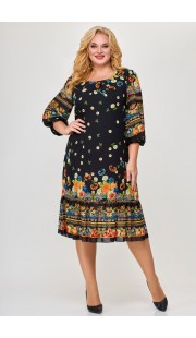 Платье Svetlana Style 1754 черный+мультиколор