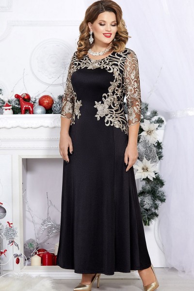 Платье Mira Fashion 4746 чёрный+золото