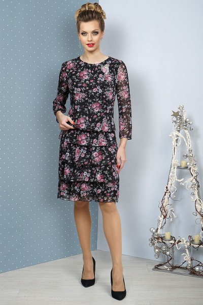 Платье Alani 1045/1 черный с цветами