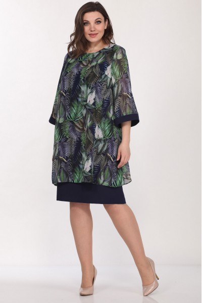 Платье Lady Style Classic 1743/2 темно-синий с зеленым